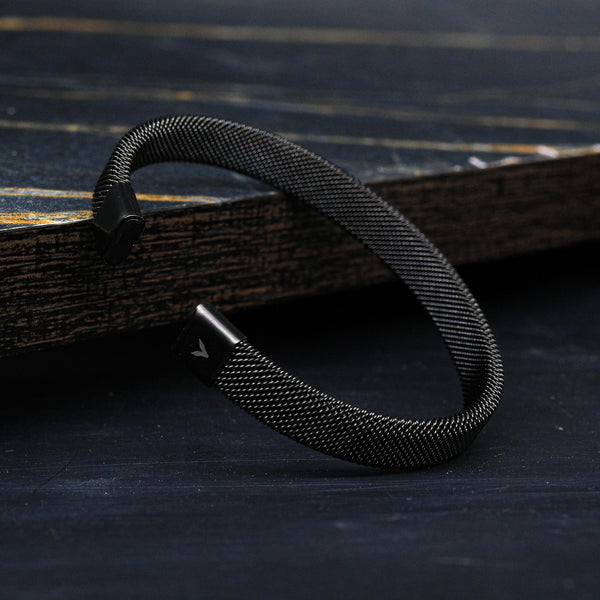 MESH CUFF BRACELET - BLACK - 9MM -  - Vibe - VIBE.PK - {{variant_option_1}} - {{variant_option_2}} - {{variant_option_3}} - {{variant_title}}