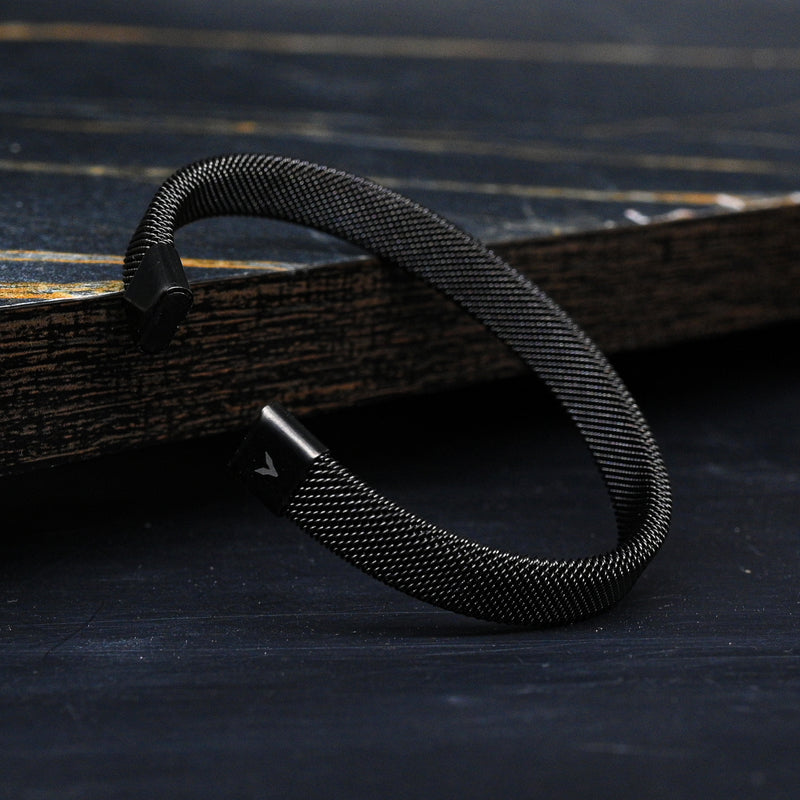 MESH CUFF BRACELET - BLACK - 9MM -  - Vibe - VIBE.PK - {{variant_option_1}} - {{variant_option_2}} - {{variant_option_3}} - {{variant_title}}