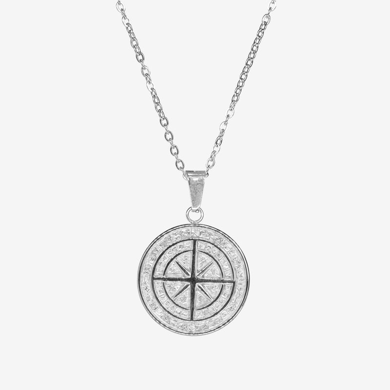COMPASS PENDANT - SILVER -  - Vibe - VIBE.PK - Silver - Curb 18" -  - Silver / Curb 18"
