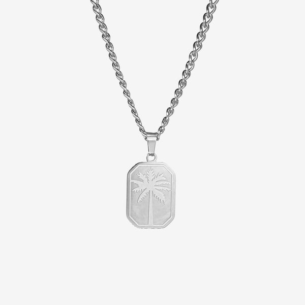PALM TREE PENDANT - SILVER⁹ -  - Vibe - VIBE.PK - Curb 18" -  -  - Curb 18"