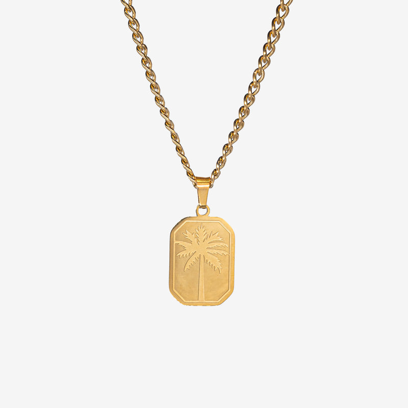 PALM TREE PENDANT - GOLD -  - Vibe - VIBE.PK - Curb 18" -  -  - Curb 18"